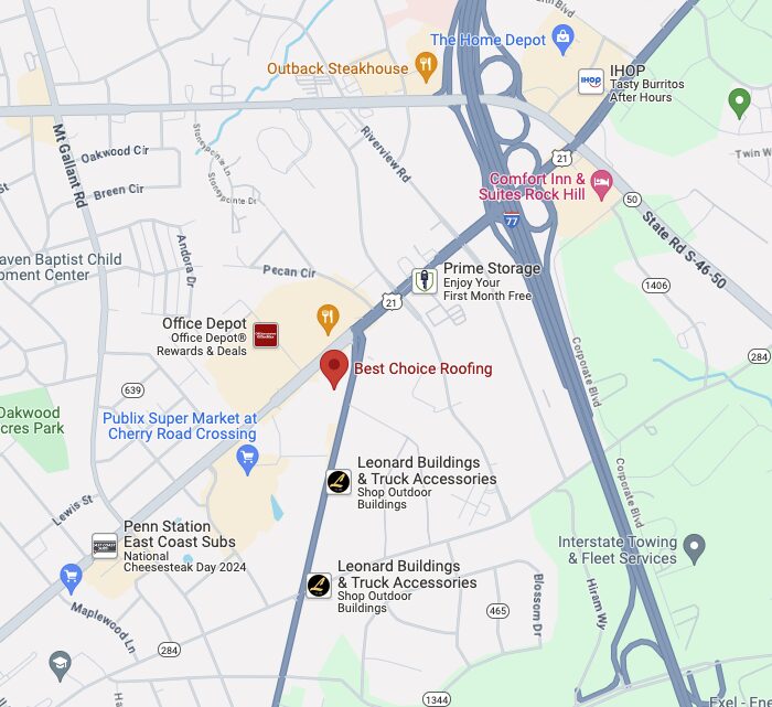 Best Choice Roofing Rock Hill Service Area Map