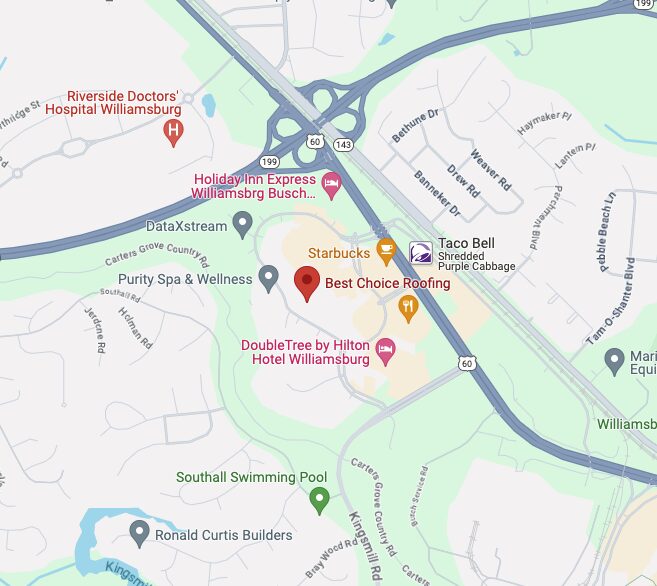 Best Choice Roofing Williamsburg Service Area Map