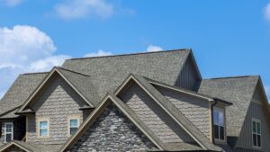 New asphalt shingle roof replacement on a home.